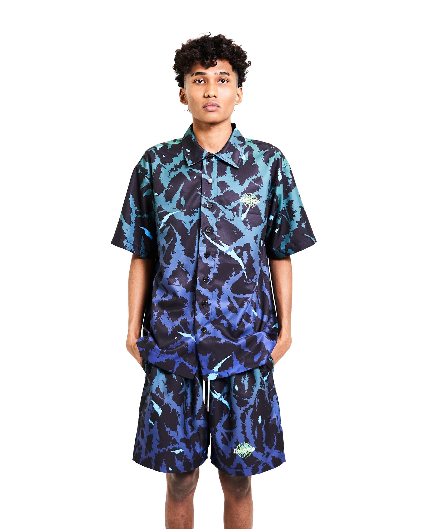 VINE PRINT SHIRT (BLUE)