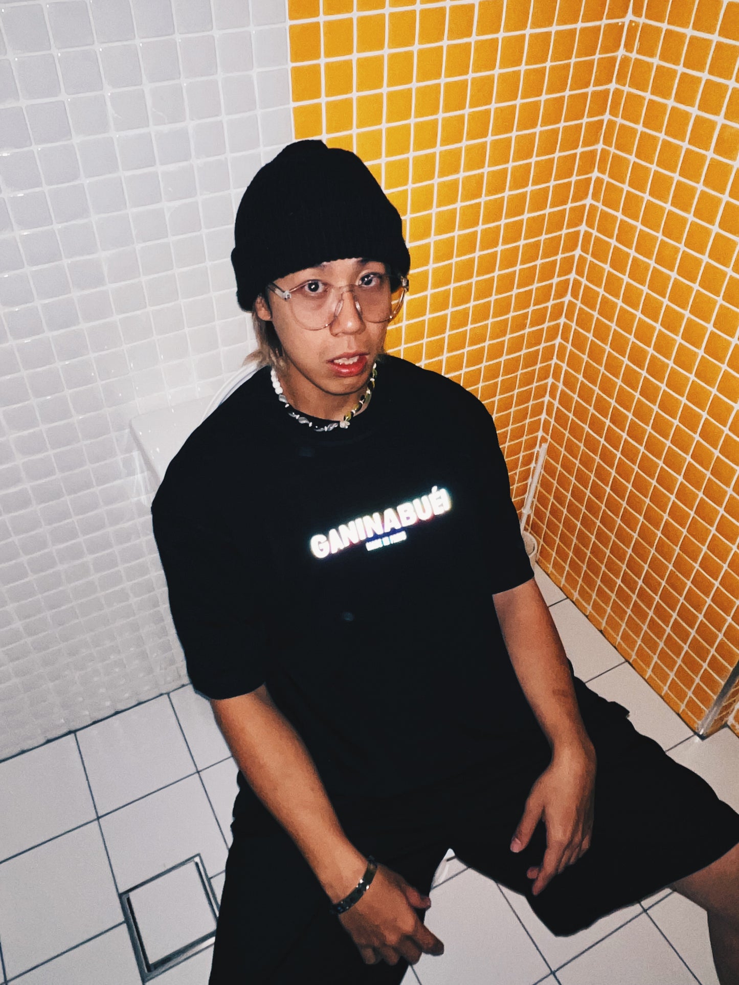 GANINABUEI RAINBOW REFLECTIVE TEE (BLACK)